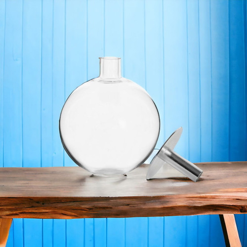 7" Clear and Silver Glass Round Table Vase