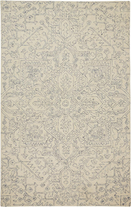 10' X 14' Ivory And Gray Wool Floral Tufted Handmade Area Rug