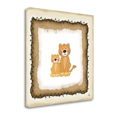 2 Lion Cubs Wrapped Canvas Print Living Room Wall Art