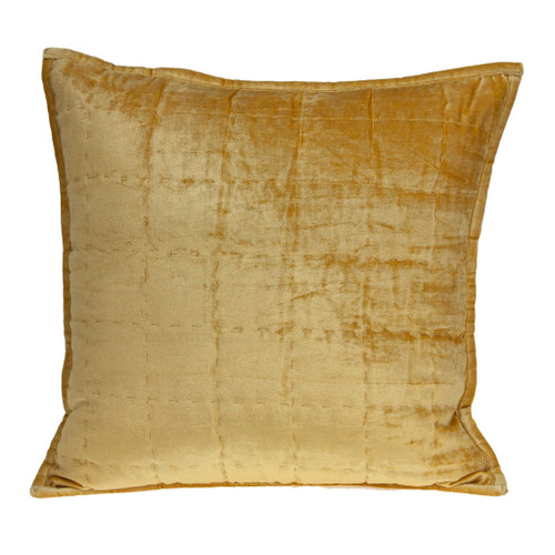 20" x 7" x 20" Transitional Yellow Solid Quilted Pillow Cover With Poly Insert