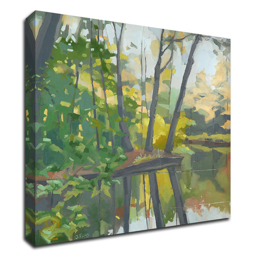 Wooded Pond Wrapped Canvas Print Wall Art