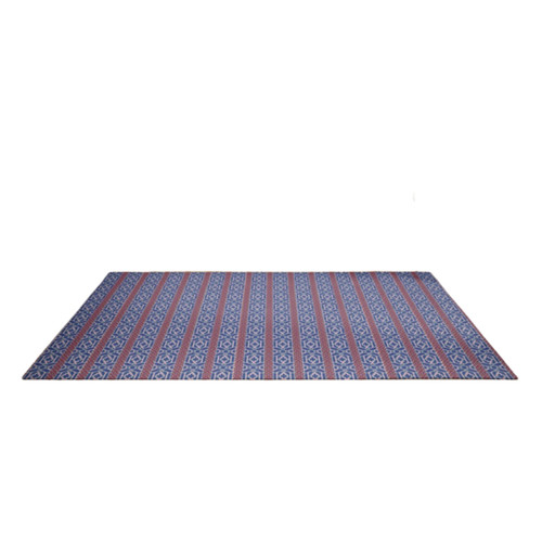 7' X 10' Blue And Magenta Geometric Stripe Area Rug