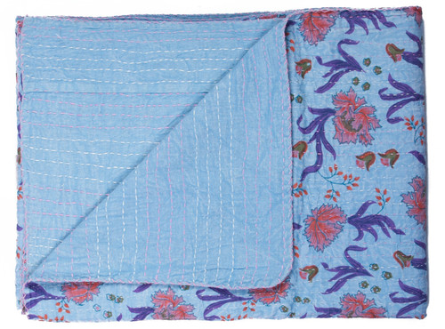 50" X 70" Multicolored Kantha Cotton - Throw