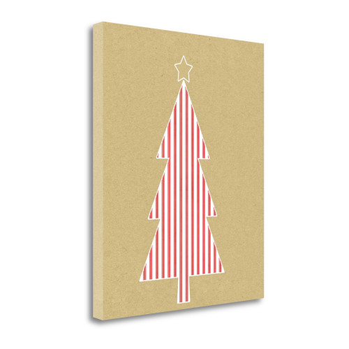 Stripe Tree On Kraft 2 Wrapped Canvas Print Living Room Wall Art