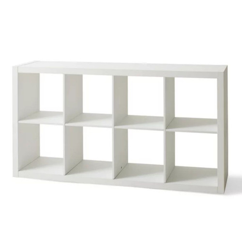 57" White Manufactured Wood Eight Tier Cube Bookcase