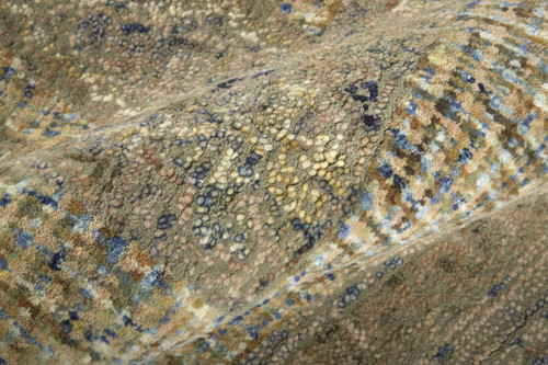 10' X 13' Tan Blue And Gray Wool Floral Tufted Handmade Stain Resistant Area Rug