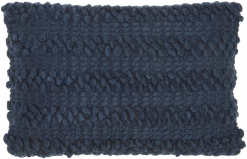 Dark Blue Pom-Pom Detailed Lumbar Pillow