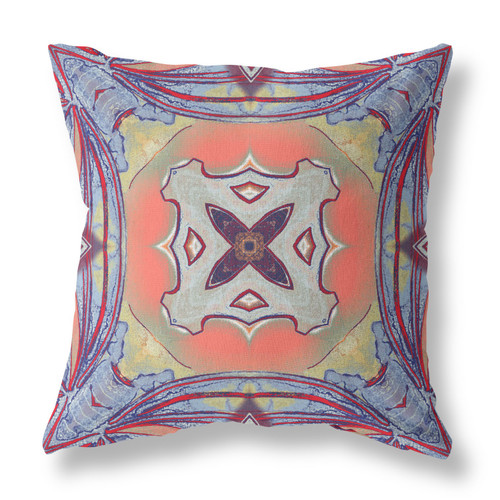 16"x16" Purple Orange Zippered Broadcloth Geometric Throw Pillow