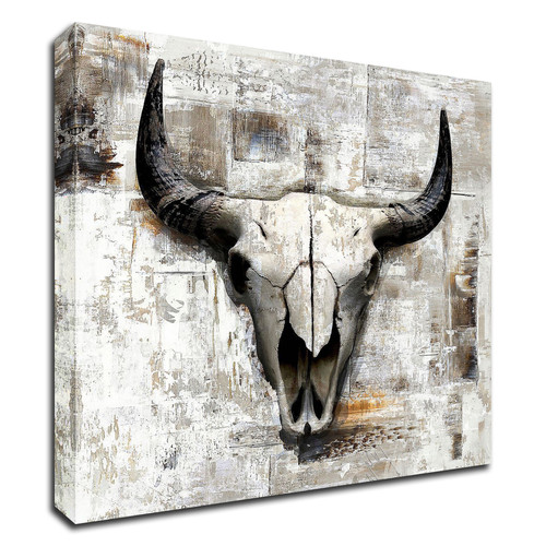 "White Cowskull" Wrapped Canvas Print Wall Art