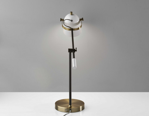 White Metal Adjustable Arm and Shade USB Port Desk Lamp
