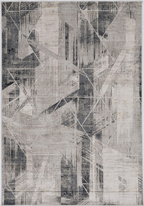 8'x11' Grey Machine Woven Abstract Geometric Indoor Area Rug