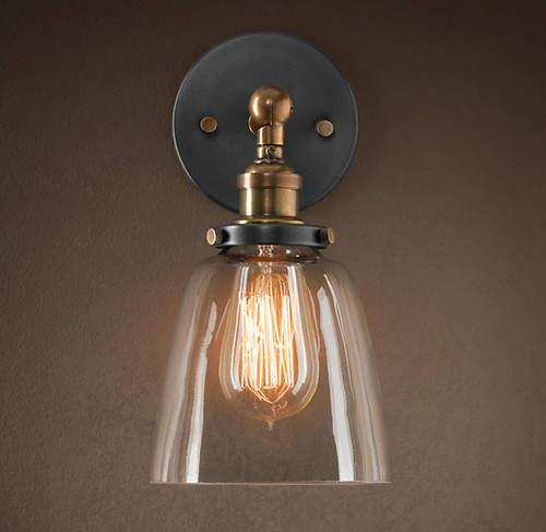 Barbara 1-Light Clear Glass Edison Wall Lamp With Light Bulb