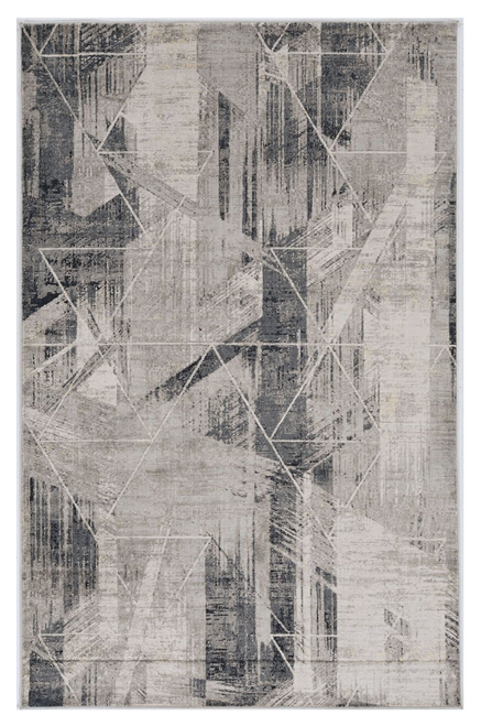 5'x8' Grey Machine Woven Abstract Geometric Indoor Area Rug