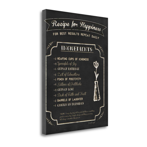 Recipe For Happiness 1 Wrapped Canvas Print Living Room Wall Art