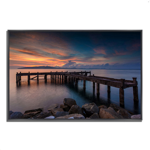 Sunrise Jetty 6 Black Wrapped Canvas Print Wall Art