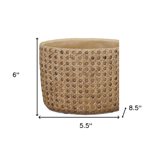 Brown Set of Two Cement 4.98701 ounce Round Pot Planter