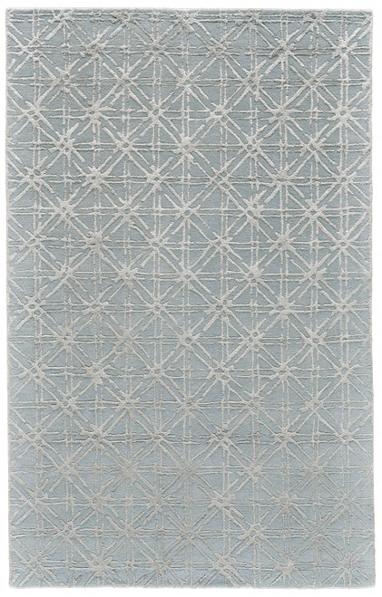 4' X 6' Blue Silver And Gray Wool Abstract Tufted Handmade Area Rug