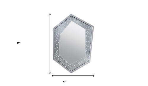 47" Mirrored & Faux Crystals Irregular Accent Mirror
