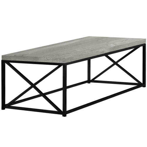 22" x 44" x 17" Grey Black Particle Board Metal Coffee Table