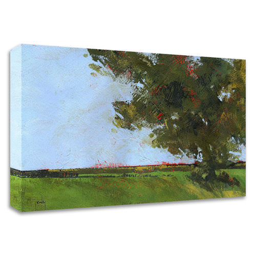 "Autumn Oak And Empty Fields" Wrapped Canvas Print Wall Art