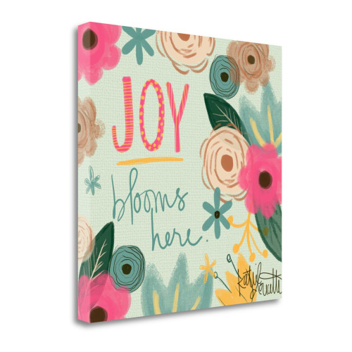 Joy Blooms Here 2 Wrapped Canvas Print Living Room Wall Art