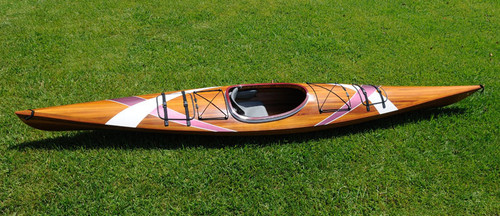 24" X 177" X 13.5" White And Purple Ribbonwooden Kayak
