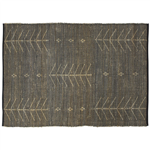 4’ x 6’ Black Distressed Tribal Area Rug