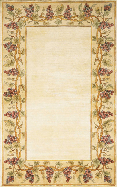 3'x5' Ivory Hand Tufted Bordered Grapevine Indoor Area Rug