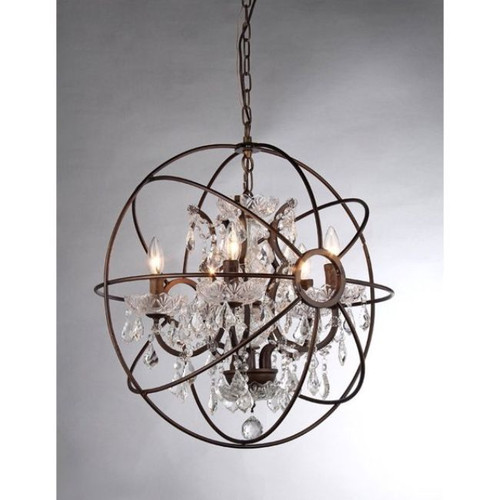 Planetshaker Ii Antique Bronze And Crystal 6-Light Chandelier