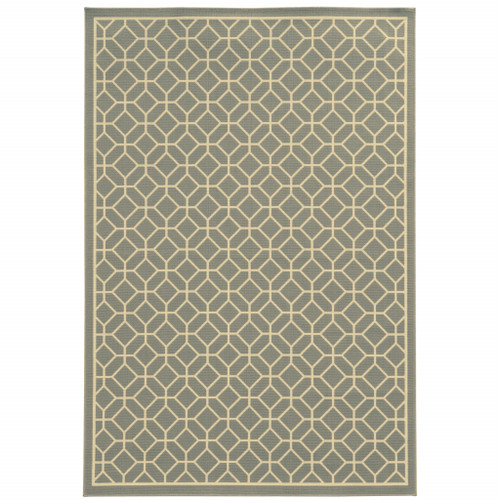 8' X 11' Grey Geometric Stain Resistant Indoor Outdoor Area Rug