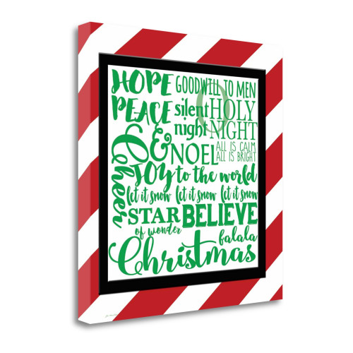 Candy Striped Christmas Subway II Wrapped Canvas Print Living Room Wall Art