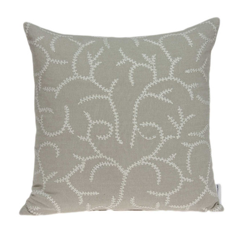 20" x 0.5" x 20" Transitional Beige Cotton Accent Pillow Cover
