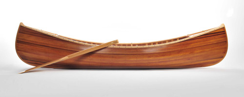 20.25" x 70.5" x 15" Wooden Canoe With Ribs Matte Finish