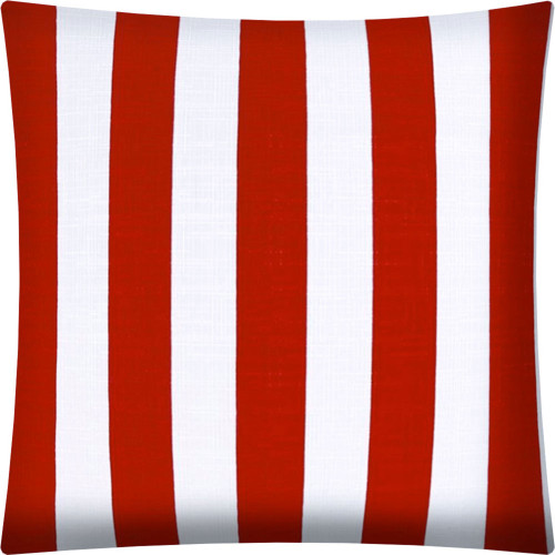 17" X 17" Red And White Zippered Striped Throw Indoor Outdoor Pillow Cover