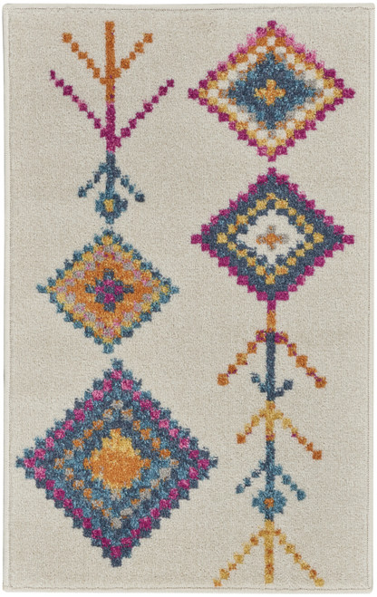 2’ x 3’ Ivory Boho Jewels Geometric Scatter Rug