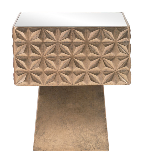 Tribal Gold Mirror Side Table