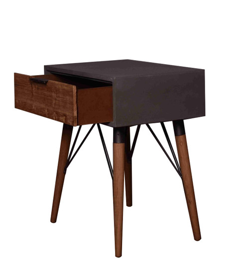 14.2 X 19.7 X 23.6 Gray Pastoral Loft Wooden End Table