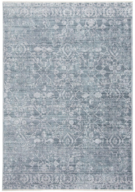 4' X 6' Blue Gray And Silver Abstract Distressed Area Rug With Fringe