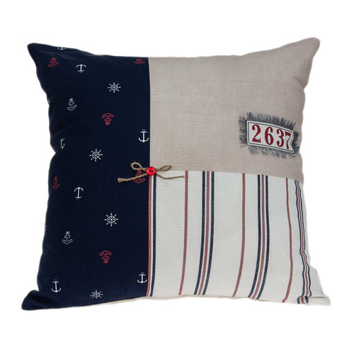 20" x 7" x 20" Nautical Multicolor Pillow Cover With Poly Insert