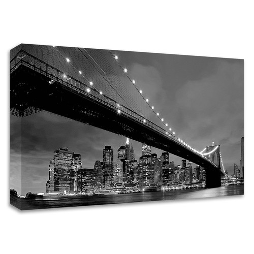 "Brooklyn Bridge View" Wrapped Canvas Print Wall Art
