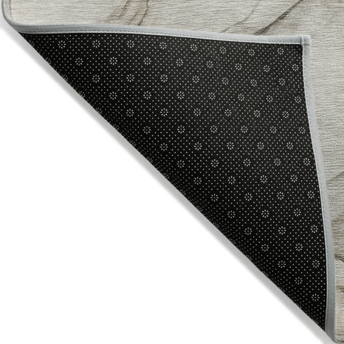 3' X 4' Beige and Gray Abstract Washable Non Skid Indoor Outdoor Area Rug