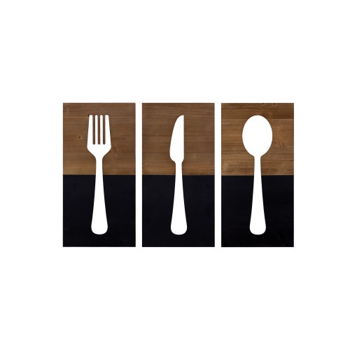 Set of Three Two Tone Kitchen Themed Wall Art