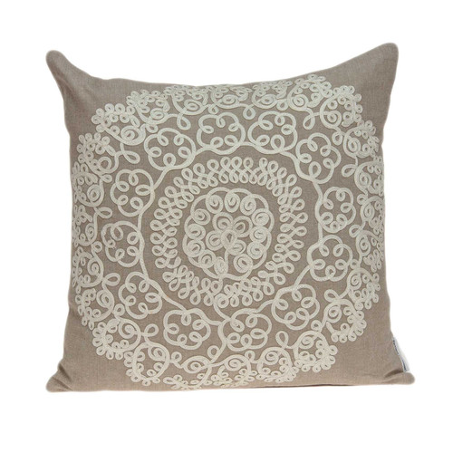 20" x 7" x 20" Traditional Tan Pillow Cover With Down Insert