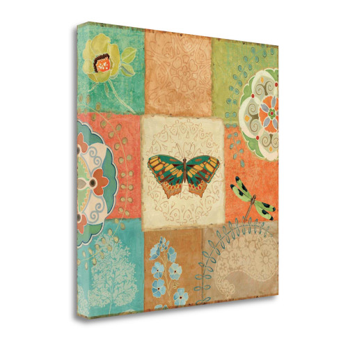 Folk Floral IV Center Butterfly Wrapped Canvas Print Living Room Wall Art