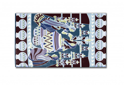 5' X 7' Dark Brown And Blue Abstract Area Rug