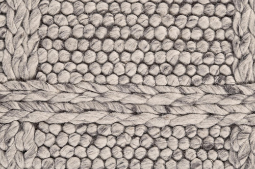 12' X 15' Ivory Gray And Black Wool Plaid Hand Woven Stain Resistant Area Rug