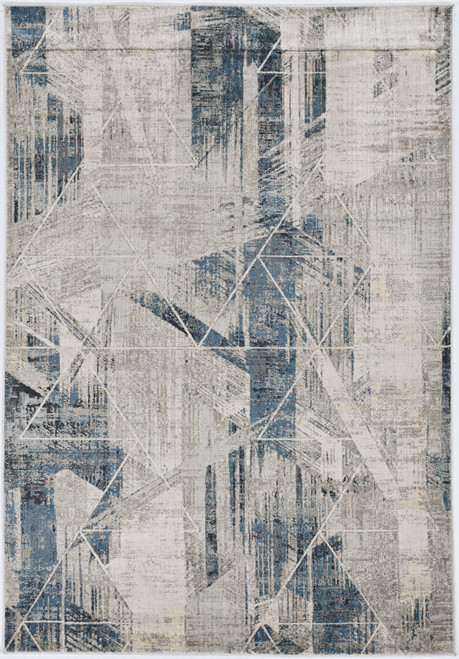 5'x8' Grey Blue Machine Woven Abstract Geometric Indoor Area Rug