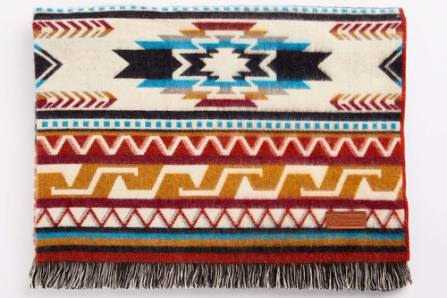Ultra Soft Bright Southwest Handmade Reversible Throw Blanket with Fringe