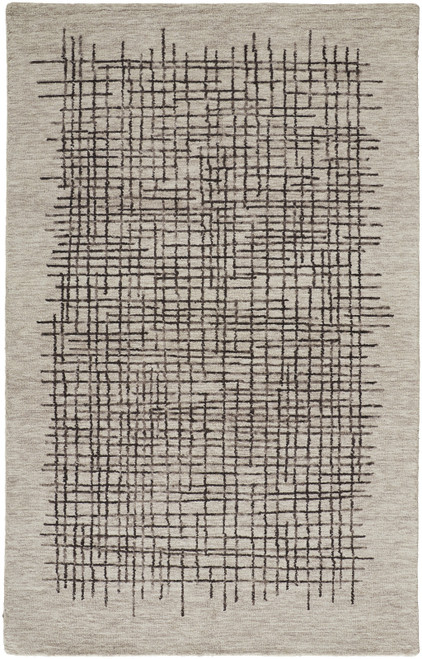 8' X 10' Tan And Brown Wool Plaid Tufted Handmade Stain Resistant Area Rug
