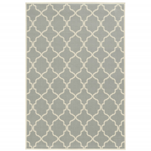 3' X 5' Grey Geometric Stain Resistant Indoor Outdoor Area Rug